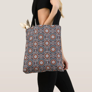 Oranges altes islamisches Mandala-Muster Tasche