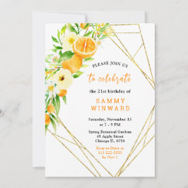Oranges and Flowers Birthday Einladung