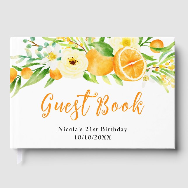 Oranges and Flowers Birthday Gästebuch (Vorderseite)