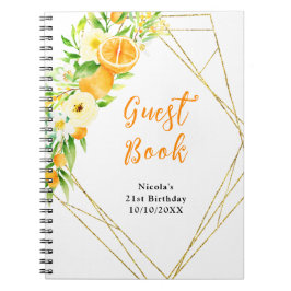 Oranges and Flowers Birthday Guest Book Notizblock