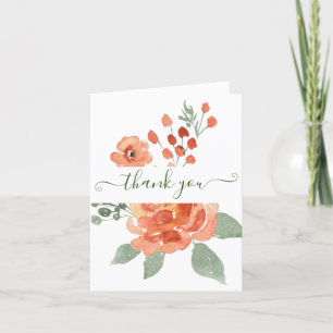 Oranges Aquarell florale personalisierte Danke