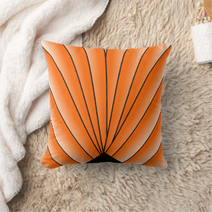 Oranges Art Deco Fächer-Design Kissen