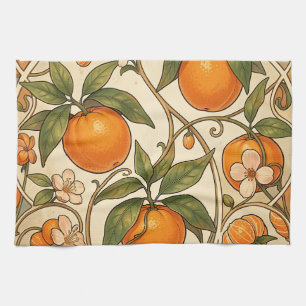 Oranges Art Nouveau Muster Geschirrtuch