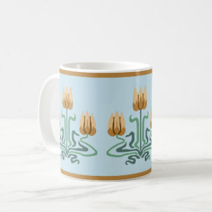 Oranges Art Nouveau Tulpen Trio Kaffeetasse