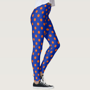 Oranges Auf Blau-Polka-Punkte-Musterdesign Leggings