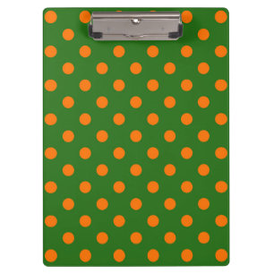 Oranges Auf Grünem Polka-Punkte-Musterdesign Klemmbrett