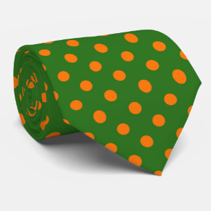 Oranges auf grünem Polka-Punkte-Musterdesign Krawatte