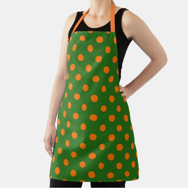 Oranges auf grünem Polka-Punkte-Musterdesign  Schürze (Von Creator hochgeladen)
