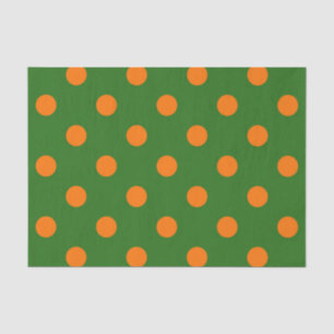 Oranges Auf Grünem Polka-Punkte-Musterdesign Seidenpapier