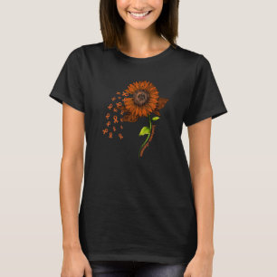 Oranges Band & Sonnenblume Leukämie-Bewusstseinsmo T-Shirt