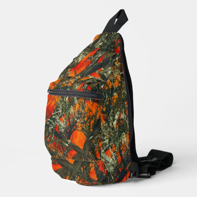 Oranges Blatt-Tarnung  Crossbody Bag (Rechte Ecke)