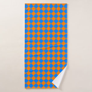 Oranges Blau Karo Diamantmuster Badehandtuch