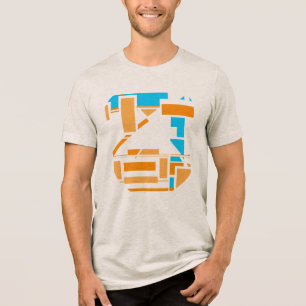 Oranges Blaue Runde Südwest-Schau Abstrakte Kunst Tri-Blend Shirt