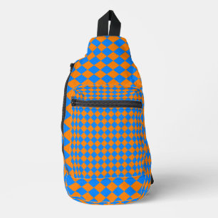 Oranges Blaues Schachbrett-Diamantmuster Crossbody Bag