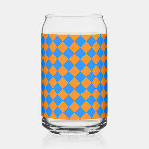 Oranges Blaues Schachbrett-Diamantmuster Dosenglas