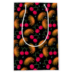 Oranges Blumen Kirschmuster Mittlere Geschenktüte