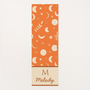 Oranges Boho-Mondphasen-Muster-Monogramm Yogamatte