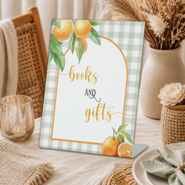 Oranges Bücher und Geschenke Sockelschild (Von Creator hochgeladen)
