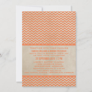 Oranges chic Chevron-Hochzeitseinladung Einladung