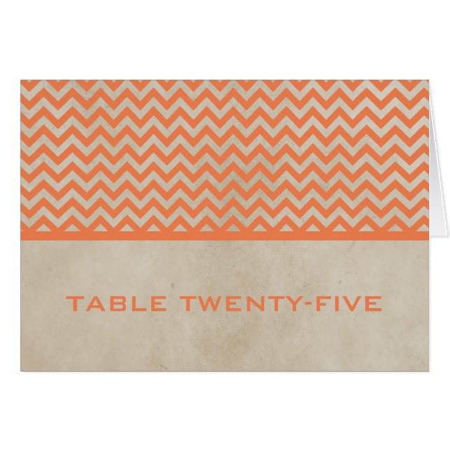 Oranges Chic Chevron-Tischnummernkarte (Vorderseite (Horizontal))