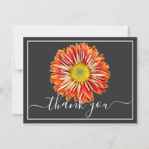 Oranges Chrysantheme grauer Hintergrund Dankeschön Postkarte
