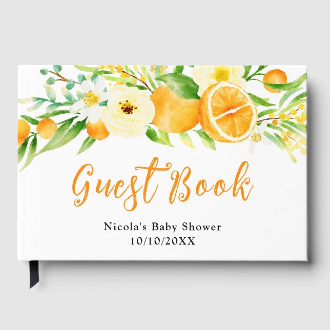 Oranges Citrus Baby Shower Gästebuch (Vorderseite)