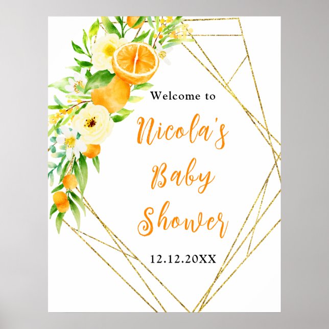 Oranges Citrus Baby Shower Welcome Poster (Vorne)