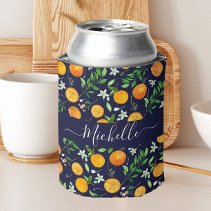 Oranges Citrus Sommer Floral Botanisches Muster Dosenkühler