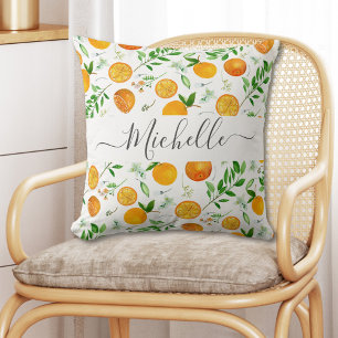 Oranges Citrus Sommer Floral Botanisches Muster Kissen