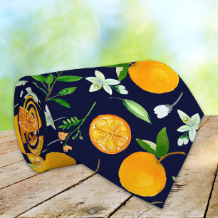 Oranges Citrus Sommer Floral Botanisches Muster Krawatte