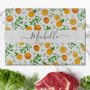 Oranges Citrus Sommer Floral Botanisches Muster Schneidebrett