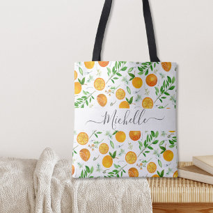 Oranges Citrus Sommer Floral Botanisches Muster Tasche