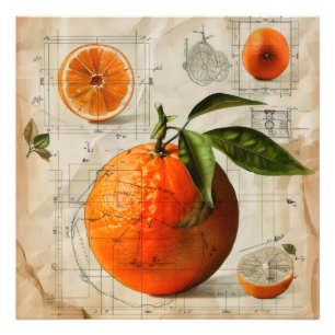 Oranges Diagramm im Vintage-Stil Fotodruck