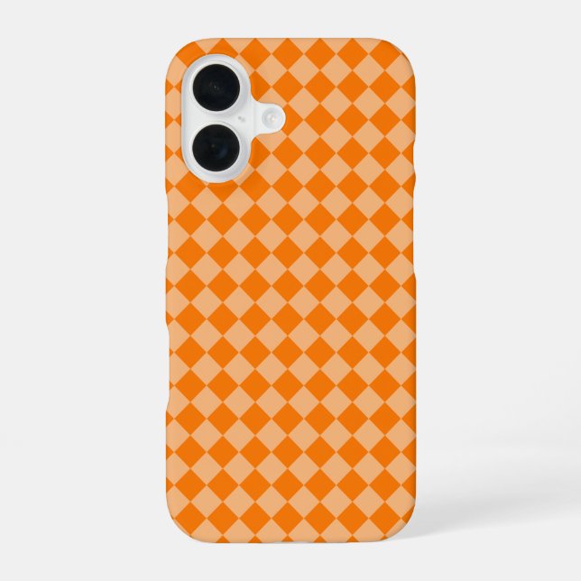 Oranges Diamantmuster mit Schachbrettmuster iPhone 16 Hülle (Rückseite)