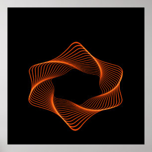 Oranges Drahtrahmen-Torus-Objekt Poster