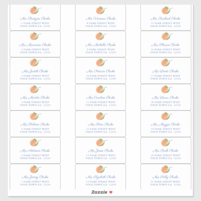 Oranges Étiquette de adresse de l'enveloppe de tex (Feuille)