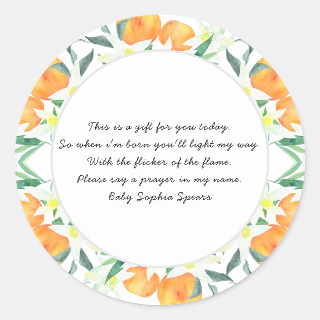 Oranges - Étiquette de bougie de prière (Devant)