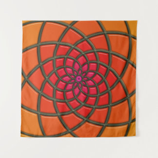 Oranges florales geometrisches Muster Wandteppich