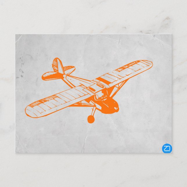 Oranges Flugzeug Postkarte (Vorderseite)