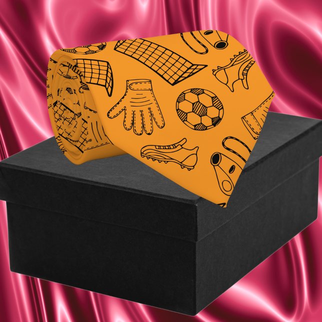 Oranges Fußball-Ausrüstungsmuster Krawatte (Orange Soccer Equipment Pattern Neck Tie)