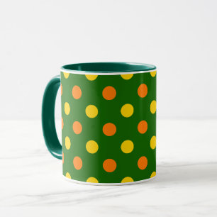 Oranges Gelb Grün Polka Punkte Design Tasse