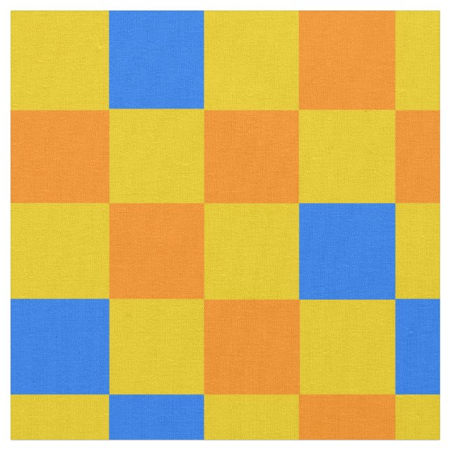 Oranges Gelbes Blaues Karomuster-Design  Stoff (Nahaufnahme)