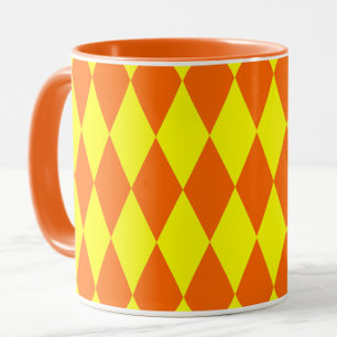 Oranges Gelbes Harlekin-Karuomuster Tasse