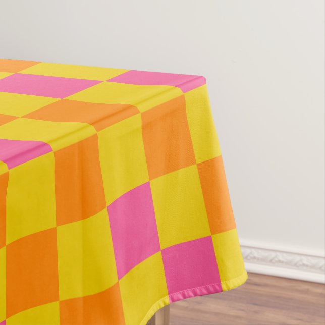 Oranges Gelbes Rosa Kariertes Musterdesign  Tischdecke (Beispiel)