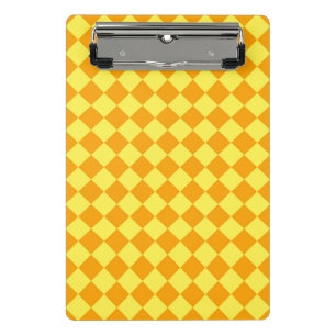 Oranges Gelbes Schachbrett-Diamantmuster  Mini Klemmbrett