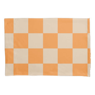 Oranges Gingham-Karomuster Kissenbezug