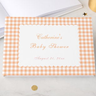 Oranges Gingham-Klassiker Baby Shower Gästebuch