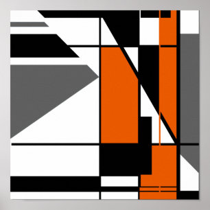 Oranges Grau Schwarzes Mosaikartiges abstraktes De Poster