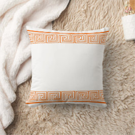 Oranges griechisches Friesmuster Kissen