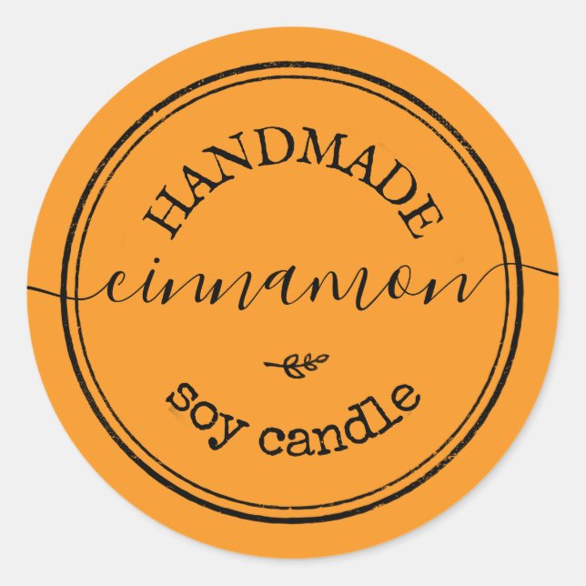 Oranges Handgeschriebenes Skript Schwarze Umrandun Runder Aufkleber (Vorderseite)